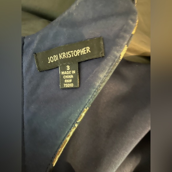 Navy and Gold Floral High-neck Dress - Picture 3 of 3